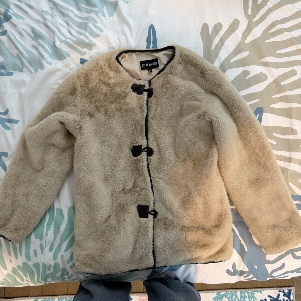 Steve Madden Faux Fur Jacket - Cream
